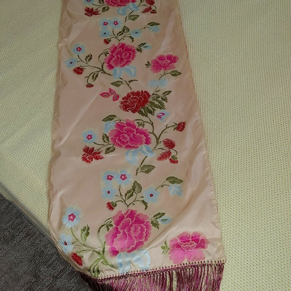 Part silk fringed shawl by Maud Frizon